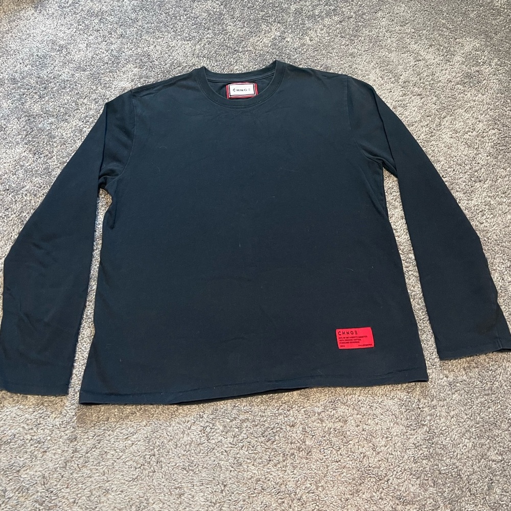 CHNGE Black Long Sleeve Tee with Red Tag